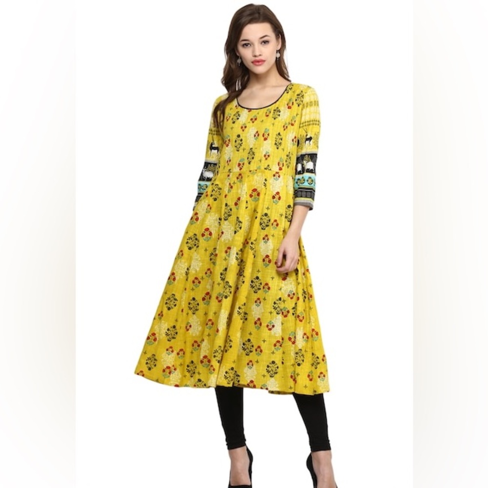 Rangmanch yellow Indian kurta dress Size Large